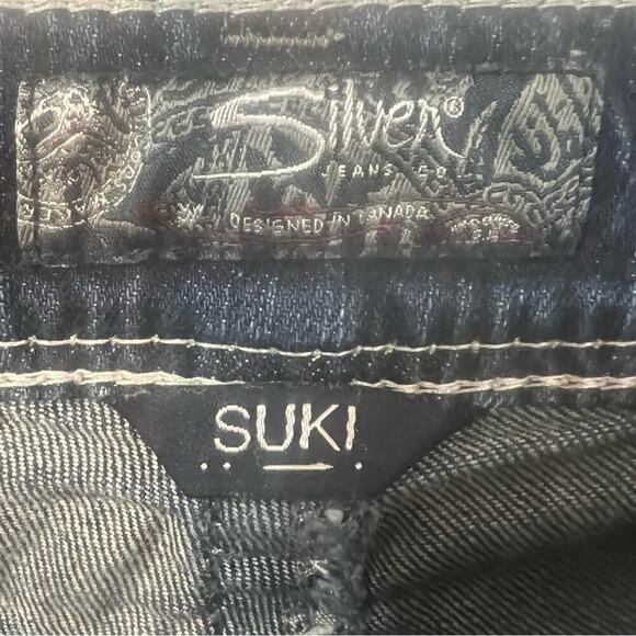 Silver Suki Mid Rise Y2K Bikercore Moto Bootcut Denim Jeans Size 28 - Picture 5 of 9